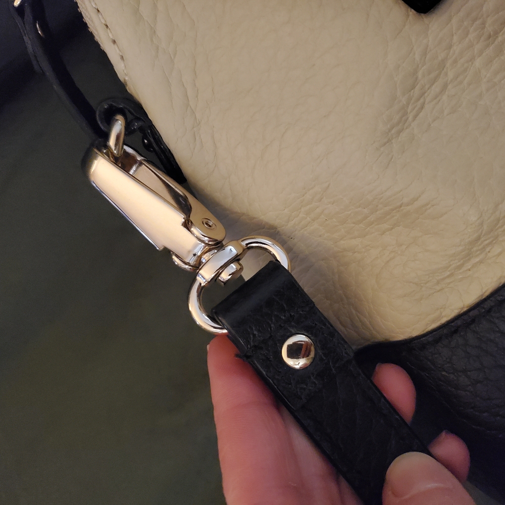 Kate Spade Pebbled Leather Black & Cream Medium Crossbody Bag - Picture 8 of 11
